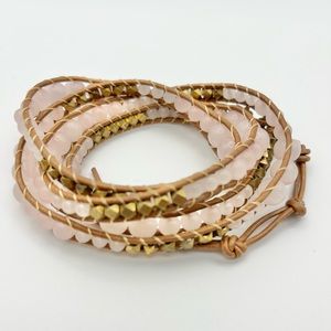 Rose Quartz Leather Wrap Bracelet